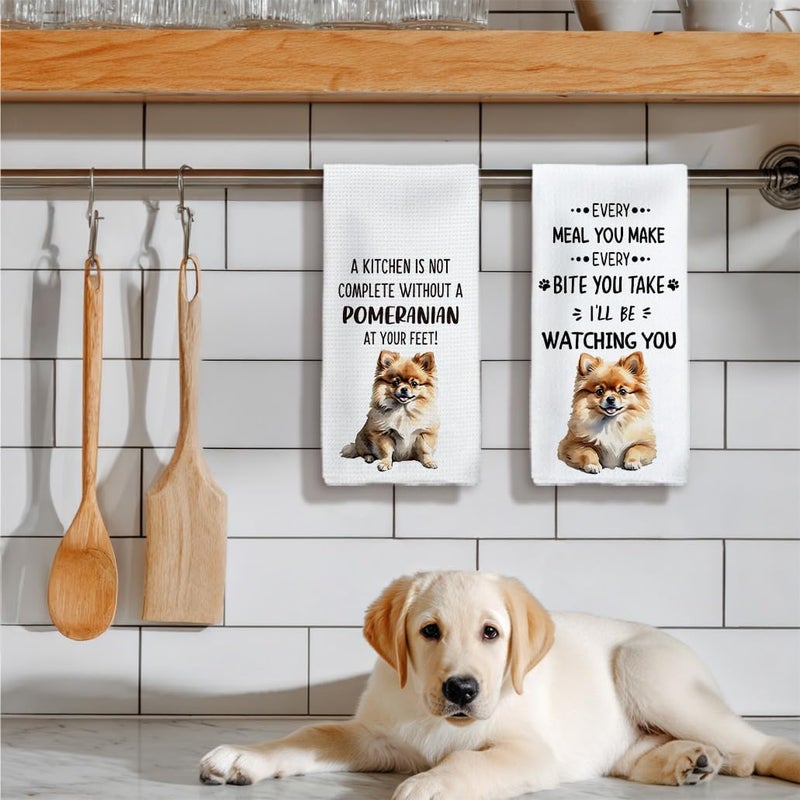 Tzhim Pomeranian Gifts Kitchen Towels Set of 2, Pomeranian Gifts for Women, Pomeranian Dog Dish Towels Tea Towels for Kitchen, Pomeranian Dog Hand Towels, Dog Kitchen Bathroom Decor, 16x24 Inch - Image 5